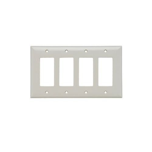 Pass & Seymour® Sierraplex® SPJ264-LA Junior Jumbo Wallplate, 4 Gangs, Light Almond, 5 in H x 8.56 in W, Thermoplastic