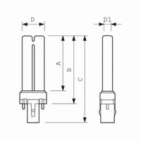 146811Philips ALTO® 148734 Energy Saving Non-Dimmable Short Compact Fluorescent Lamp, 7 W, 2G11/Bi-Pin G23 CFL-NI Lamp, PLS Shape, 400 Lumens
