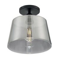 NUVO® by SATCO 60/7334 Motif Transitional Semi-Flush Light, (1) A19 Incandescent Lamp, 120 V, Black/Smoked Glass Housing