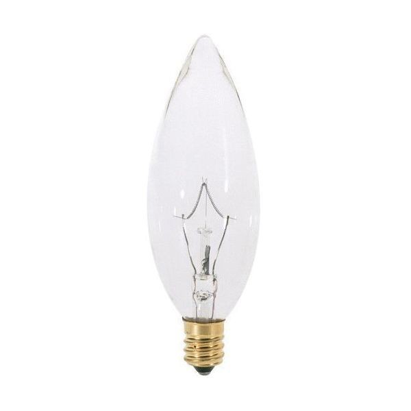 A3682SATCO® A3682 Decorative Dimmable Incandescent Lamp, 25 W, E12 Candelabra Incandescent Lamp, BA9-1/2 Shape, 193 Lumens Initial