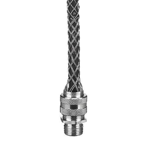 Wiring Device-Kellems 7401031 Form 5 Standard Duty Liquidtight Strain Relief Deluxe Cord Grip With Mesh, 1-1/2 in NPT Trade, 1 Conductor, 1-1/8 to 1-1/4 in Cable Openings, Aluminum