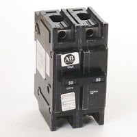 1492-MCBA2H50Allen-Bradley 1492-MCBA2H50 1492-MC Circuit Breaker, 1492 Miniature Circuit Breaker, 240 V AC, Circuit Breaker - 1" wide per pole, DIN rail mounting, 10 kA, 2 Poles, 50 Amps, Standard Terminal