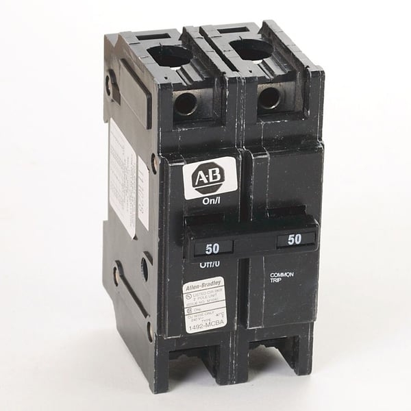 1492-MCBA2H50Allen-Bradley 1492-MCBA2H50 1492-MC Circuit Breaker, 1492 Miniature Circuit Breaker, 240 V AC, Circuit Breaker - 1" wide per pole, DIN rail mounting, 10 kA, 2 Poles, 50 Amps, Standard Terminal