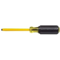 Klein® Cushion-Grip® 620-4 Screwdriver, 1/4 in Cabinet Point, Steel Shank, 8-11/32 in OAL, Plastic Handle, Black Oxide/Polished Chrome, ANSI/ASME Specified