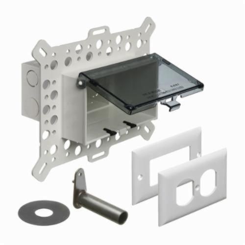 DBHM1CArlington InBox™ DBHM1C DB Series 1-Piece Low Profile Electrical Box, Plastic, 22 cu-in Capacity, 1 Gang, 1 Outlet, 7.012 in L x 9.058 in W x 5.16 in D
