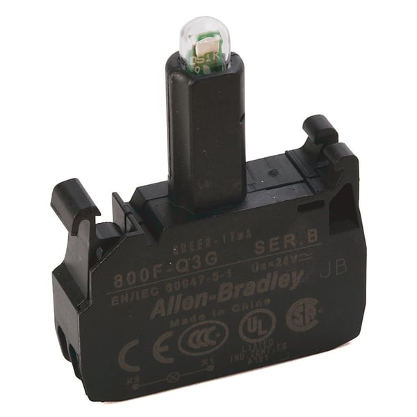 800F-Q3GAllen-Bradley 800F-Q3G Integrated LED (Spring-Clamp), Latch Mount, 24V AC/DC, Green LED