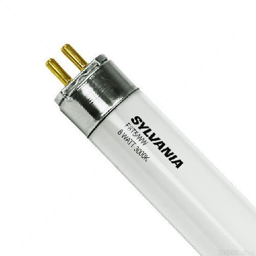 Sylvania F8T5/WW-25/CS/21367 Preheat Fluorescent Lamp, 8 W, Miniature Bi-Pin Fluorescent Lamp, 400 Lumens Initial, 3000 K, 12 in L