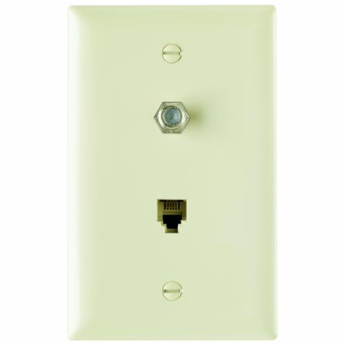 TPTELTV-IOn-Q® TPTELTV-I 1-Gang Combination Wallplate, Flush Mount, (1) F-Type Coaxial Connector/(1) 4-Conductor RJ11 Telephone Jack Configuration