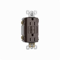 1597TRPass & Seymour® Radiant® 1597TR Duplex Self-Test Tamper-Resistant GFCI Receptacle, 125 VAC, 15 A, 2 Poles, 3 Wires, Brown