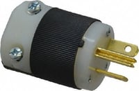 HBL5466CHubbell, Straight Blade Plug, 250 Volts, 20 Ampere, NEMA 6-20P, Black & White, 2 Pole, 3 Wire