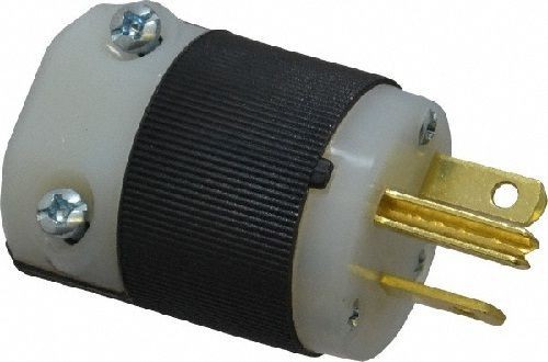 HBL5466CHubbell, Straight Blade Plug, 250 Volts, 20 Ampere, NEMA 6-20P, Black & White, 2 Pole, 3 Wire