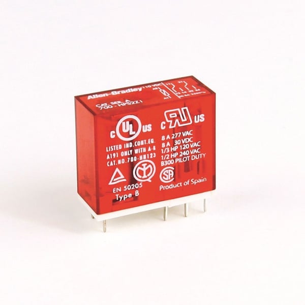 700-HPS2Z24Allen-Bradley 700-HPS2Z24 Safety Control Relay, 700-HP General Purpose PCB PIN Style Relay, 8 A, 2 Pole, DPDT, 24V DC