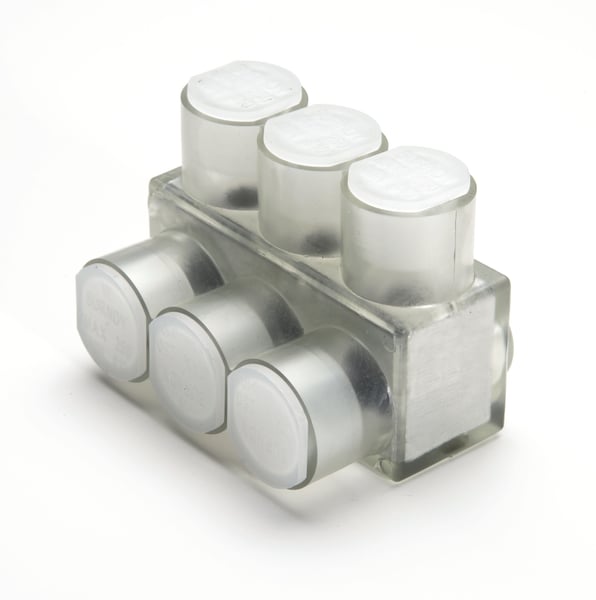 BURNDY® UNITAP™ BIBS43 1-Sided Entry Multi-Tap Connector With Mounting Holes, 14 to 4 AWG Conductor, Copper/Stranded Aluminum Conductor, Aluminum