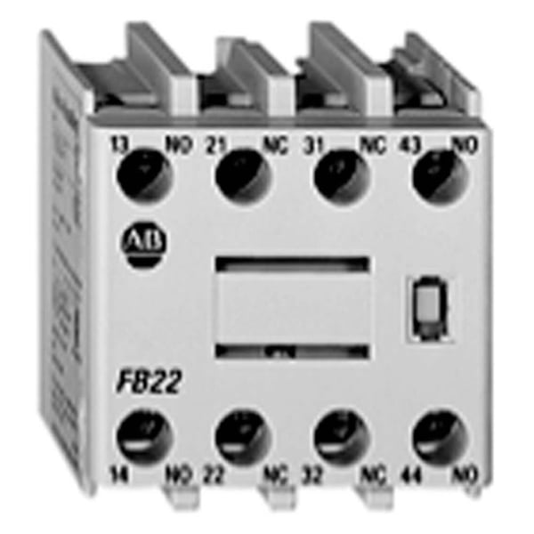 Allen-Bradley 100-FC22 Auxiliary Contact, 2 NO and 2 NC, Screw Terminal, Front Mounting, for use with C9 Series 10…C23 Series 10