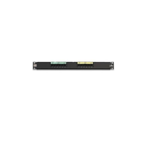 Leviton® eXtreme® 69586-U12 1-RU Flat Patch Panel, 12 Ports, CAT 6, 26 to 22 AWG Terminal, Plastic/Steel