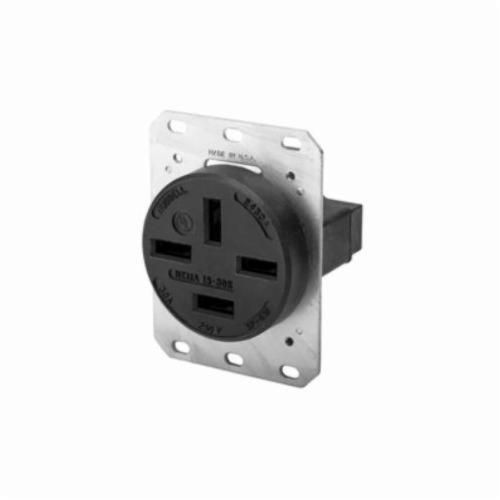 HBL8430AHUBBELL® HBL8430A Single Heavy Duty Straight Blade Receptacle, 250 VAC, 30 A, 4 Poles, 4 Wires, Black