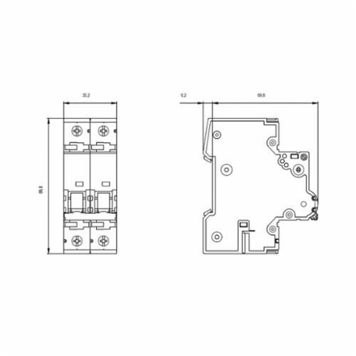 5SY4210-7Siemens Sentron™ 5SY4206-7 Miniature Supplementary Protector, 480 VAC, 6 A, 10 kA Interrupt, 2 Poles, Thermal/Magnetic Trip