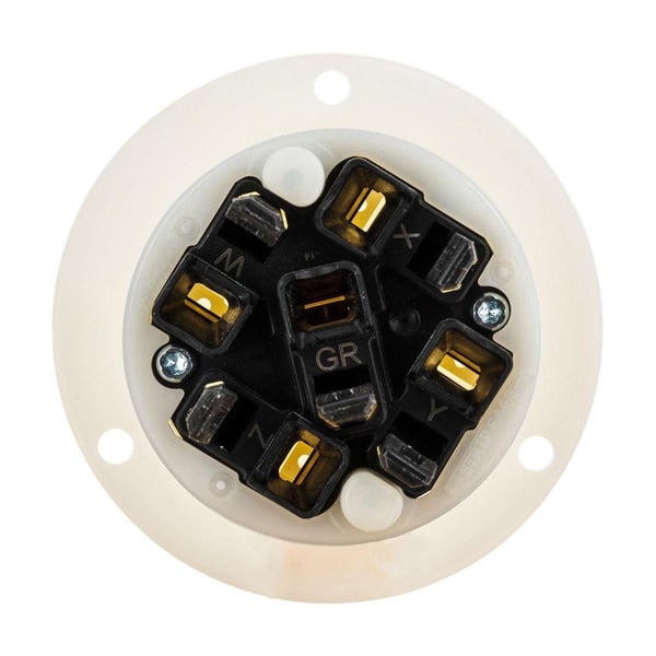 HBL2825STWiring Device-Kellems HBL2525ST HBL Flanged Inlet Locking Devices, 277 to 480 VAC, 20 A, 4 Poles, 5 Wires, White