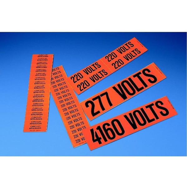 PCVB-480YPanduit® PCVB-480Y Voltage Marker, 3.25 in W x 3-1/4 in L, 480 VOLTS Legend, Black Legend, Orange Background, Vinyl
