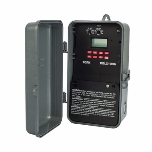 NSI Tork® DGLC100A-NC DG Series On/Off Time Switch With Photocontrol, 7 days Setting, 120 to 277 VAC, 2 hp, DPDT Contact, 2 Poles