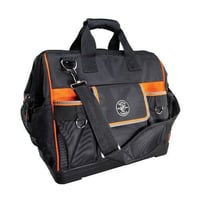 Klein® Tradesman Pro™ 55469 42-Pockect Wide Open Zipper Closure Tool Bag, 1680D Ballistic Weave, Black/Orange