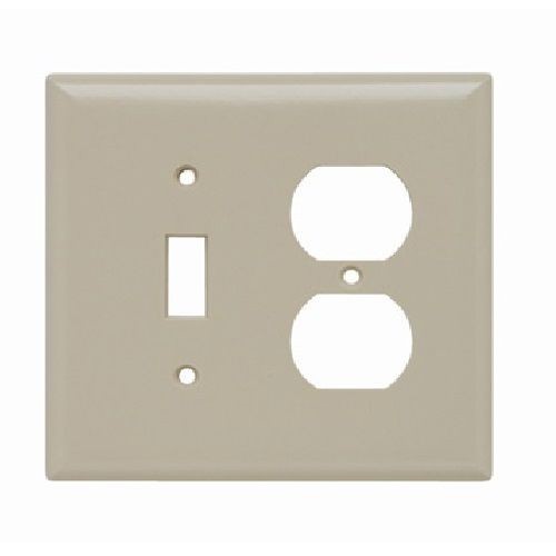 Pass & Seymour® SPJ18-I Junior Jumbo Standard Sized Combination Wallplate, 2 Gangs, 5 in, Thermoplastic, Ivory