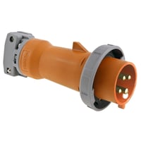 HBL460P12WWiring Device-Kellems HBL460P12W 1-Phase Grounding Male Non-NEMA Portable Watertight Standard Cord Mount Pin and Sleeve Plug, 125/250 VAC, 60 A, 3 Poles, 4 Wires, Orange