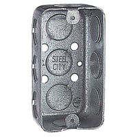 Steel City® 58351-1/2 Drawn Style Utility Box, Steel, 10.3 cu-in Capacity, 1 Gangs, 1 Outlets, 10 Knockouts