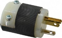 HBL5366CHubbell, Straight Blade Plug, 125 Volts, 20 Ampere, NEMA 5-20P, Black & White, 2 Pole, 3 Wire