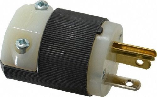 HBL5366CHubbell, Straight Blade Plug, 125 Volts, 20 Ampere, NEMA 5-20P, Black & White, 2 Pole, 3 Wire