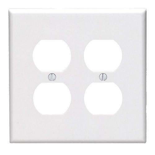 Leviton® 80516-W Midway Size Traditional Wallplate, 2 Gangs, 4-7/8 in H x 3-1/8 in W, Thermoset, White