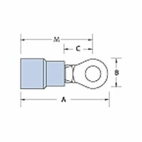 RC10-10XSta-Kon® RB877 RB Series Insulated Ring Terminal, 18 to 14 AWG Conductor, 0.97 in L, Brazed Seam Barrel, Copper, Blue