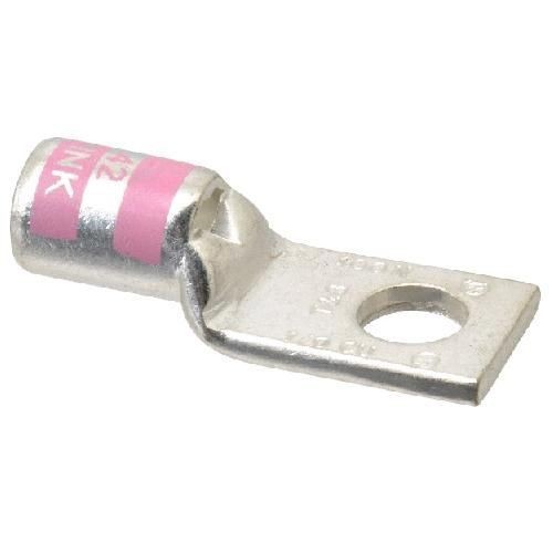 Color-Keyed® 54109 54100 1-Hole Non-Insulated Compression Lug With Peep Hole, 1/0 AWG Copper Conductor, Die Code: 42, 3/8 in Stud, Copper