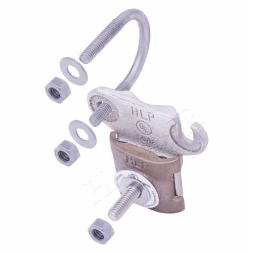 CPC5/6Harger® CPC3.5/4 U-Bolt Pipe Clamp, 3-1/2 to 4 in Pipe, 3/8 in Rod, Bronze, Electro-Plated Tin