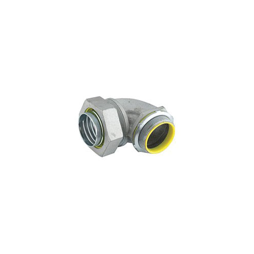 3545RACO® 3545 Insulated Conduit Connector, 1-1/4 in Trade, 90 deg, Malleable Iron/Steel, Electro-Plated Zinc