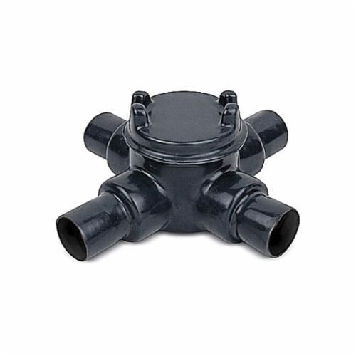 GUAX26-GOcal® GUAX26-G Explosionproof X-Shape Conduit Outlet Box, 3/4 in, 3 in Cover Opening, 13.3 cu-in Capacity, PVC Coated/Zinc Plated