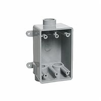 E979EFN-CARCarlon® E979DFN-CAR Type FSCC Non-Metallic Rigid Shallow Style Device Box, 18 cu-in Capacity, 1 Gangs, 3 Outlets, 3 Knockouts, 4.54 in L x 2.8 in W x 2.42 in D