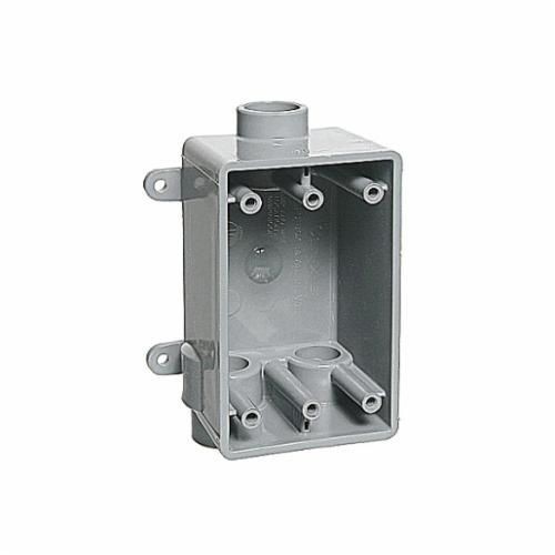 E979EFN-CARCarlon® E979DFN-CAR Type FSCC Non-Metallic Rigid Shallow Style Device Box, 18 cu-in Capacity, 1 Gangs, 3 Outlets, 3 Knockouts, 4.54 in L x 2.8 in W x 2.42 in D