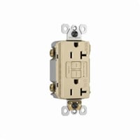 2097TRWRIPass & Seymour® Radiant® 2097TRWRI Duplex Self-Test Tamper/Weather-Resistant GFCI Receptacle, 125 VAC, 20 A, 2 Poles, 3 Wires, Ivory
