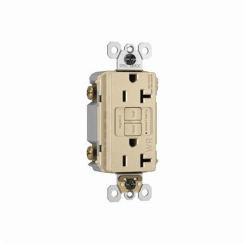 2097TRWRIPass & Seymour® Radiant® 2097TRWRI Duplex Self-Test Tamper/Weather-Resistant GFCI Receptacle, 125 VAC, 20 A, 2 Poles, 3 Wires, Ivory
