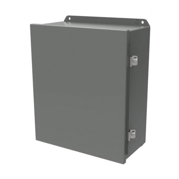 Hammond® HJ664HLP Less Panel Junction Box With Stainless Steel Clamps, 6 in H x 6 in W x 4 in D, Hinged Cover, NEMA 3R/4/12/13/IP66 NEMA Rating, 14 ga Mild Steel