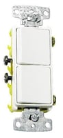 Hubbell, Combination Two Rocker Switch, 15 Ampere, 120 to 277 VAC, 1 Pole, Side Wired, White