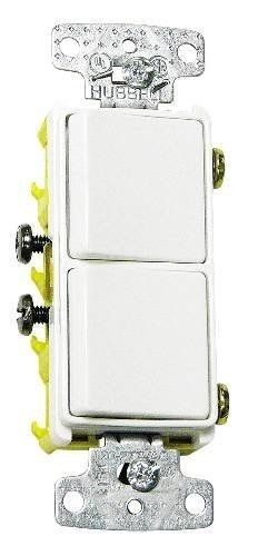 Hubbell, Combination Two Rocker Switch, 15 Ampere, 120 to 277 VAC, 1 Pole, Side Wired, White