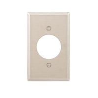 EATON 93111-BOX1 Standard Power Outlet Wallplate, 1 Gang, 2.75 in L x 4.75 in W x 0.21 in H, Stainless Steel