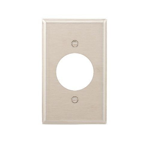 EATON 93111-BOX1 Standard Power Outlet Wallplate, 1 Gang, 2.75 in L x 4.75 in W x 0.21 in H, Stainless Steel