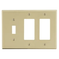 P1262IWiring Device-Kellems P1262I Standard Wallplate, 3 Gangs, 4.63 in L x 6.5 in W, Polycarbonate Thermoplastic, Ivory