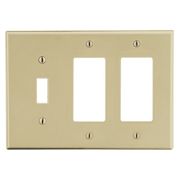 P1262IWiring Device-Kellems P1262I Standard Wallplate, 3 Gangs, 4.63 in L x 6.5 in W, Polycarbonate Thermoplastic, Ivory