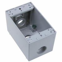 Pass & Seymour® WPBD352 5-Hole Weatherproof Device Box With Threaded Hole, Die Cast Aluminum, 37 cu-in, 2 Gangs, 2 Outlets