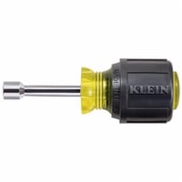 Klein® Cushion-Grip® 610-1/4 Stubby Nutdriver, 1/4 in, Hollow Shank, Cushion Grip Handle, Polished Chrome