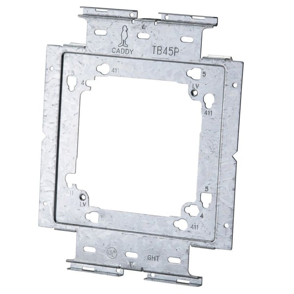 TB45PnVent CADDY TB45P Snap-On Box Mounting Plate, For Use With Heavy Duty Telescoping Bracket and Metal or Wood Stud, 4 in, 4-11/16 in, 5 in Box Size, Steel